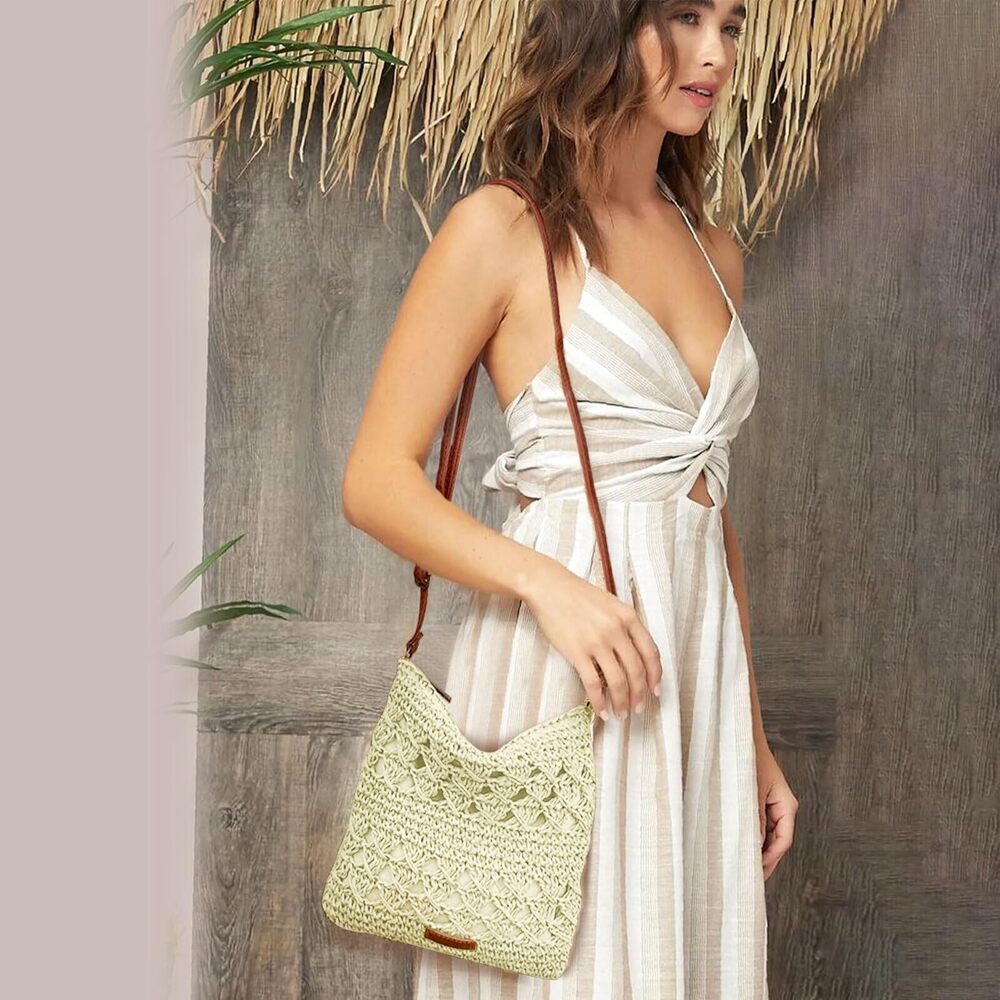3185 Straw Crossbody Bags Small Summer Beach Bag Boho Handmade Weave - Picture 2 of 6